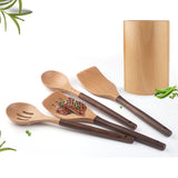 Load image into Gallery viewer, Wooden Spoon Cooking 5 Piece Bamboo Cutlery Set Apartment Essential Wooden Spatula Spoon Non-Stick Kitchen Utensil Set Premium Housewarming Gift Wooden Cutlery for Everyday Use