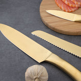 Load image into Gallery viewer, 6pcs Luxury Gold Kitchen Knife Stainless Steel Vegetable and Steak Knife Set Chef Kitchen Knives with Block