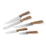 Load image into Gallery viewer, 5 Piece Kitchen Knife Set Wooden Handle with 5 Slot Kitchen Knife Holder Wooden Universal Knife Holder Universal Acacia Wood Knife Holder for Kitchen Counters