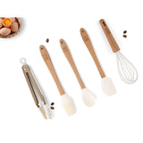 Load image into Gallery viewer, Kitchen Multifunctional Utensils Set  5pcs Mini Silicone Tools With Wooden Handle whisk spoon spatula brush food tong