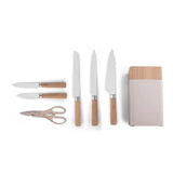 Load image into Gallery viewer, 7pcs Kitchen Knives Set Wooden Handle With 6 Slot Kitchen Knife Holder Wood Universal Knife Block Wooden Knife Holder for Kitchen Counter Universal With Scissiors